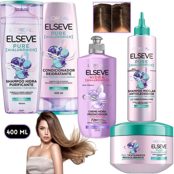 Imagem de Kit Elseve Pure Hialurônico Shampoo Micelar Antioleosidade