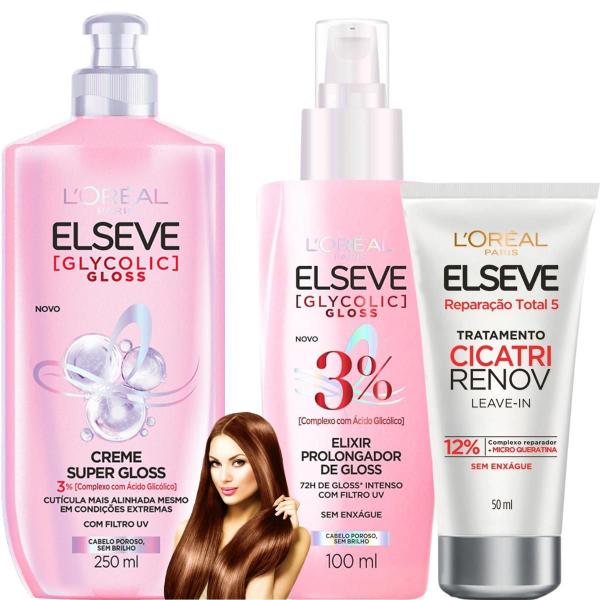 Imagem de Kit Elseve Reparação Total Glycolic Gloss Elixir Cicatri