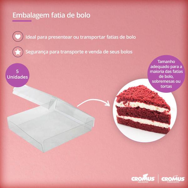 Imagem de Kit Embalagem de Fatia de Bolo Slice Cake em Plastico Trasparente 5 unidades 11x12cm