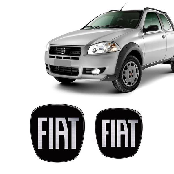 Imagem de Kit Emblema Adesivo Tras Diant Fiat Strada Black Resinado