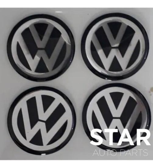 Imagem de Kit Emblema Resina Adesivo Volkswagen Calota Roda 60Mm Preto