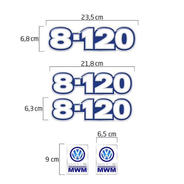 Imagem de Kit Emblemas 8-120 Caminhão Volkswagen Mwm Adesivo Branco