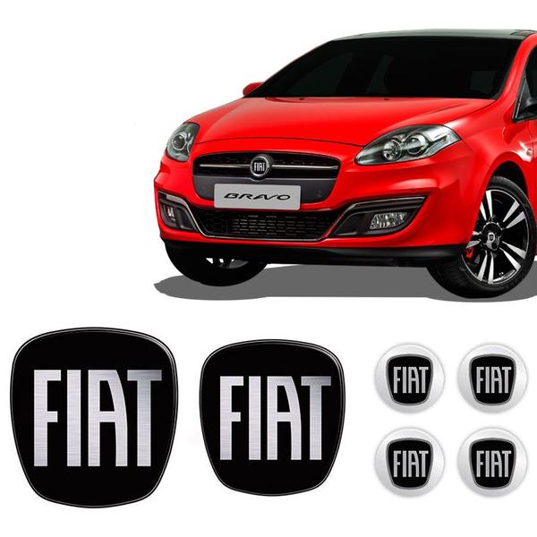 Imagem de Kit Emblemas Adesivos Fiat Bravo Black Piano Resinado