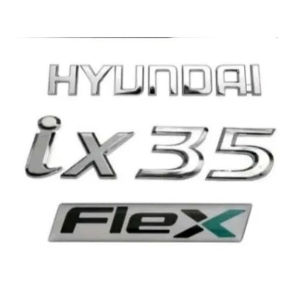 Imagem de kit emblemas letreiro Hyundai mais ix35 mais Flex 3 Peças ano modelo 2010 a 2015