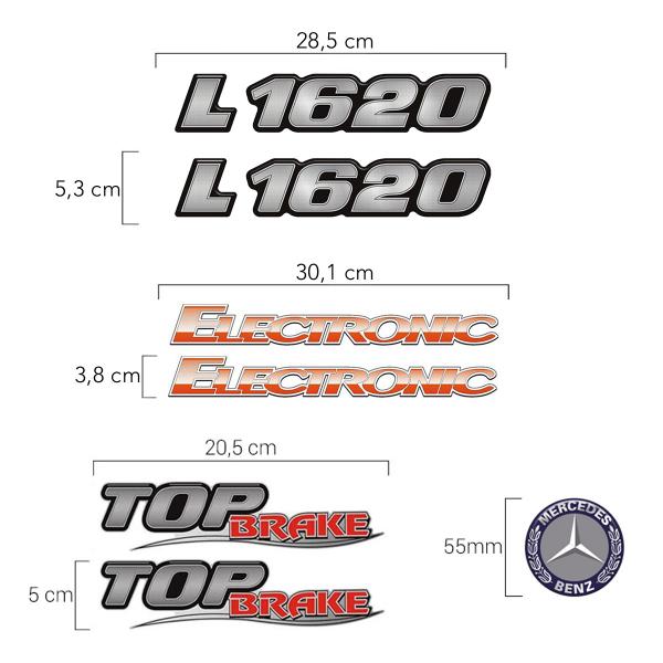 Imagem de Kit Emblemas Mercedes Eletrônico L 1620 Electronic Top Brake