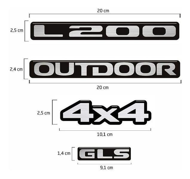 Imagem de Kit Emblemas Mitsubishi L200 2011 Outdoor 4x4 Gls Resinado