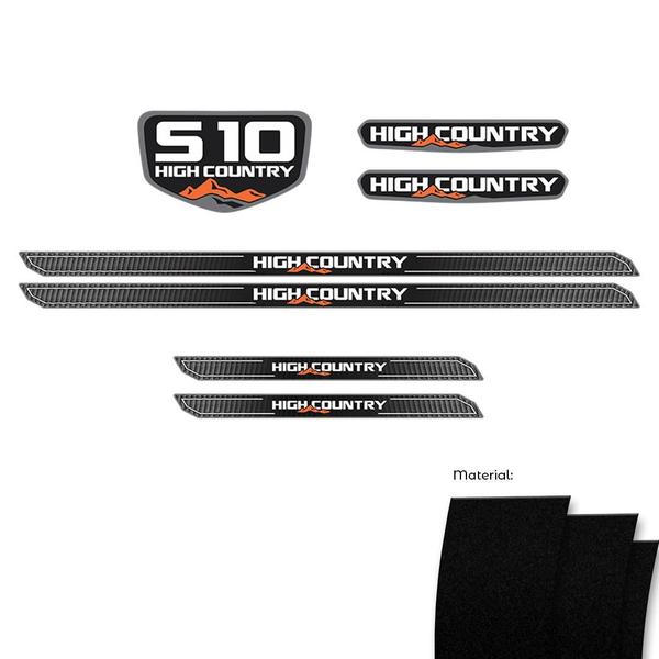 Imagem de Kit Emblemas Resinados S10 High Country + Soleira Protetora