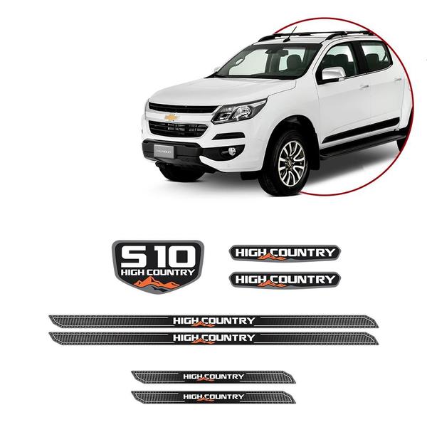 Imagem de Kit Emblemas Resinados S10 High Country + Soleira Protetora