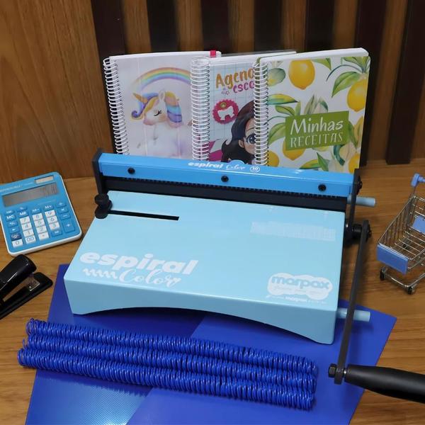 Imagem de Kit Encadernadora Espiral Color Azul + Capa + Espiral Metal Marpax