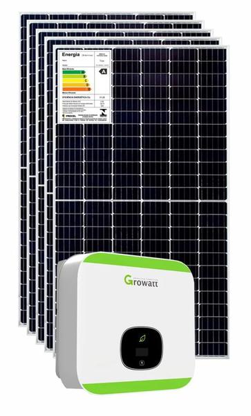 Imagem de Kit Energia Solar 6 Placas 550w Canadian com 1 Inversor Growatt MIC3000TL-X 220V 1MPPT Wi-fi