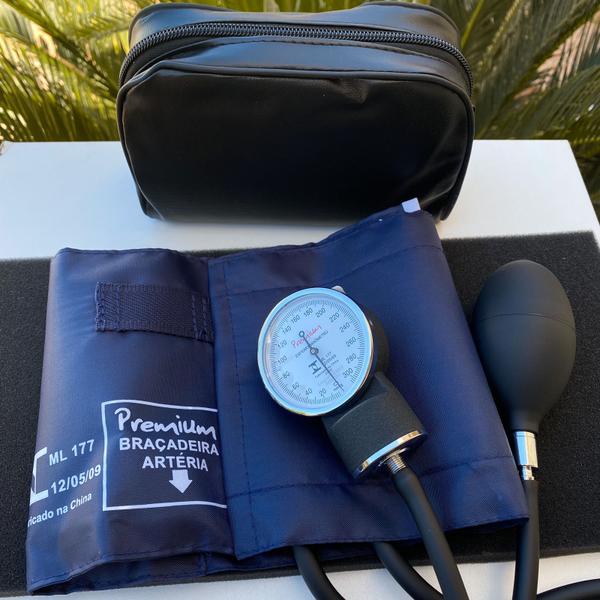 Imagem de Kit Enfermagem Acadêmico Azul Black Esteto Rappaport Esfigmo Com Bolsa Premium P.A Med