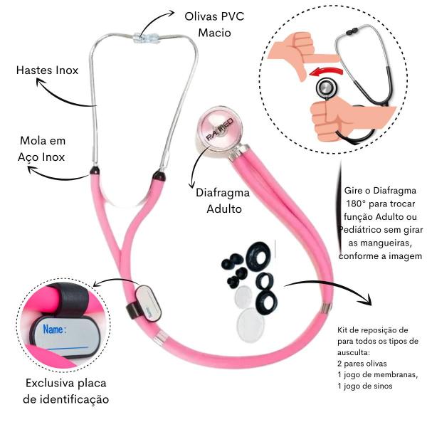 Imagem de Kit Enfermagem Aparelho de Pressão Estetoscópio Aneroide Medidor Glicose Pa Med