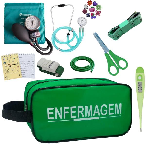 Imagem de Kit Enfermagem Aparelho de Pressão Estetoscópio Estágio Incoterm