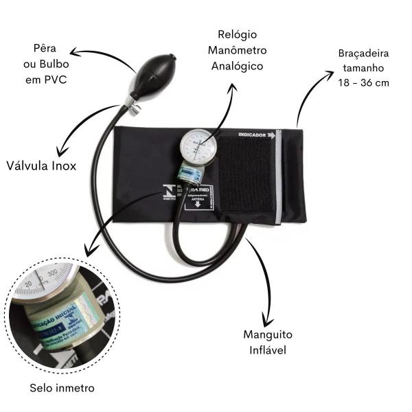 Imagem de Kit Enfermagem Aparelho de Pressão Estetoscópio Medidor Glicose Completo Pa Med