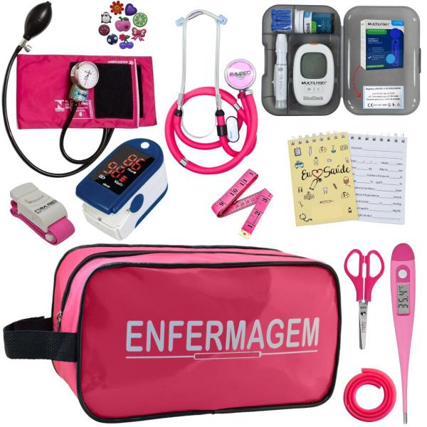 Imagem de Kit Enfermagem Aparelho Pressao Manual Esteto Multi Completo PAMED