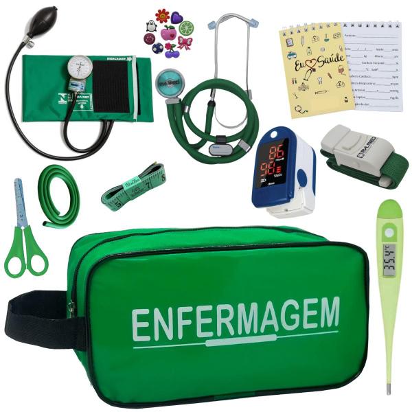 Imagem de Kit Enfermagem Aparelho Pressao Manual Esteto Multi Completo PAMED