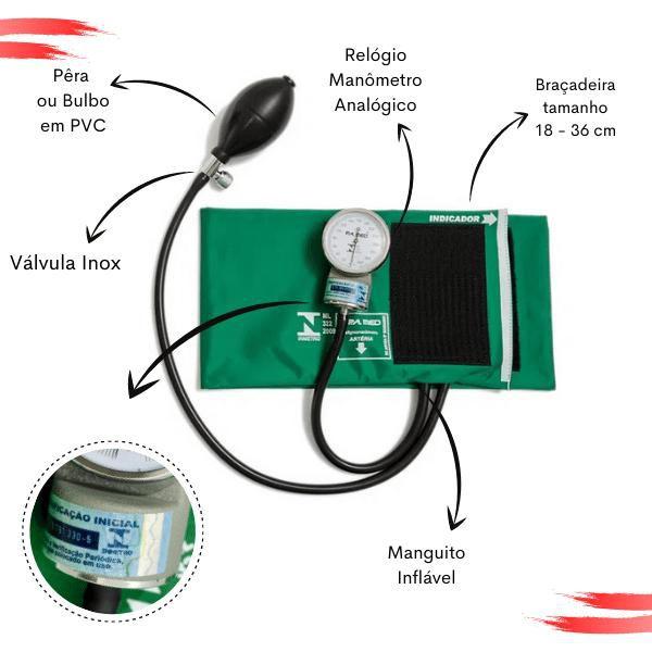 Imagem de Kit Enfermagem Aparelho Pressao Medidor Glicose Esteto Multi PA MED