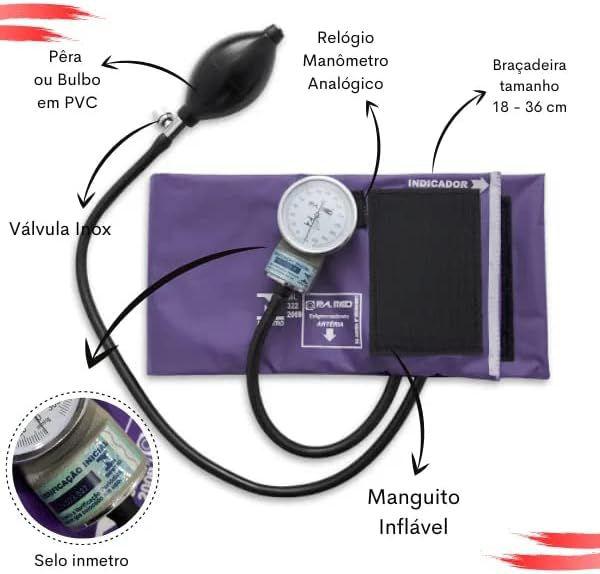 Imagem de Kit Enfermagem Completo Com Medidor De Pressão Estetoscópio Rappaport PAMED E Oxímetro