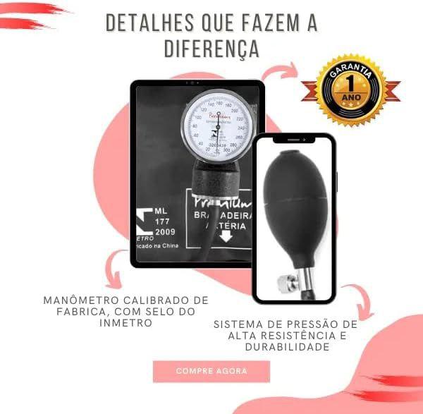 Imagem de Kit Enfermagem Completo Com Medidor De Pressão Estetoscópio Rappaport Premium E Oxímetro