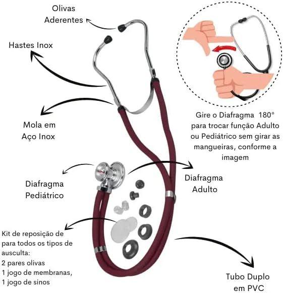 Imagem de Kit Enfermagem Completo Com Medidor De Pressão Estetoscópio Rappaport Premium E Oxímetro