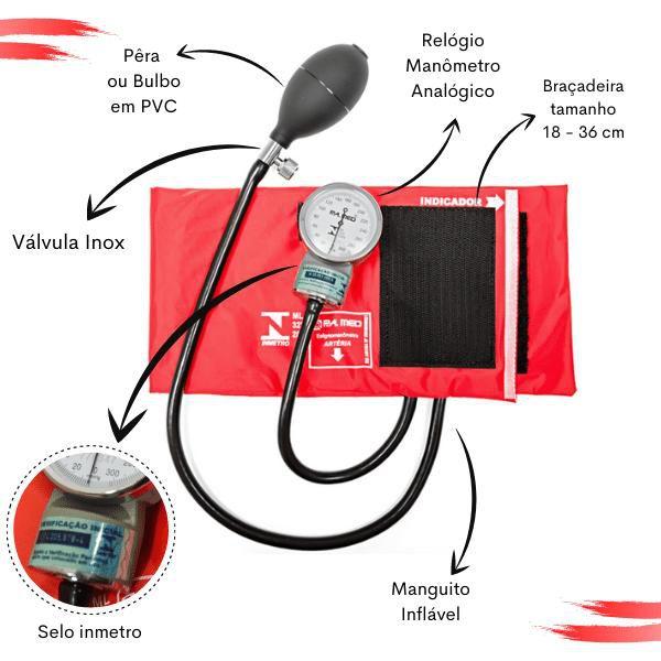 Imagem de Kit Enfermagem Medidor Glicose Aparelho de Pressão Esteto Multi PA MED