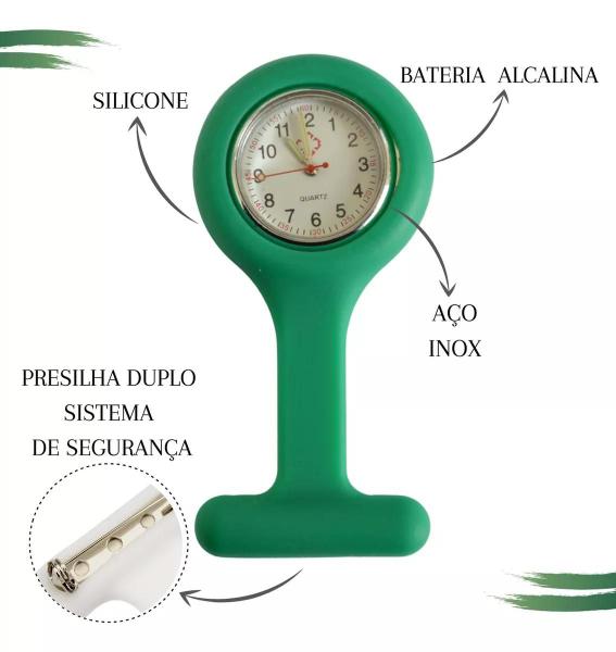 Imagem de Kit Enfermagem Relogio Lapela Lanterna Termometro Estojo