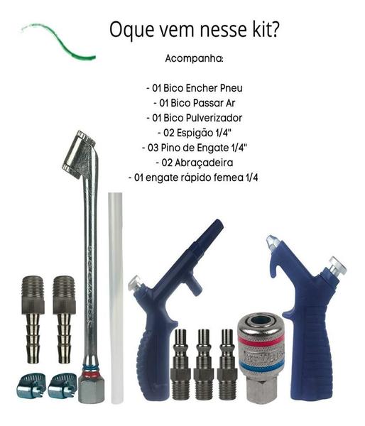 Imagem de Kit Engate Rápido Compressor Bico Passar Ar Encher Pneu Pulv