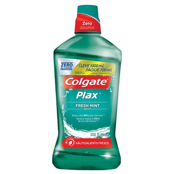 Imagem de Kit Enxaguante Bucal Colgate Plax Fresh Mint Leve 1L Pague 700ml com 3 unidades