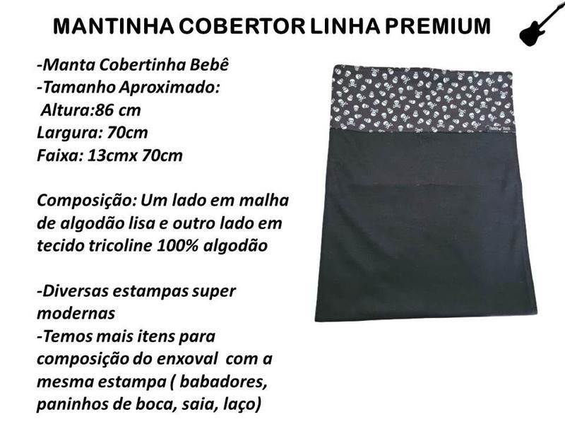 Imagem de Kit Enxoval do Bebê Guitarrinhas Coloridas- 1 Mantinha +3 paninhos de boca + 1 babador bandana 100% algodão Linha Premium