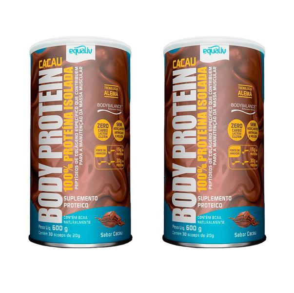 Kit Equaliv Body Protein Cacau 100% Proteina 600g 2 Uni Imagem de Kit Equaliv Body Protein Cacau 100% Proteina 600g 2 Uni