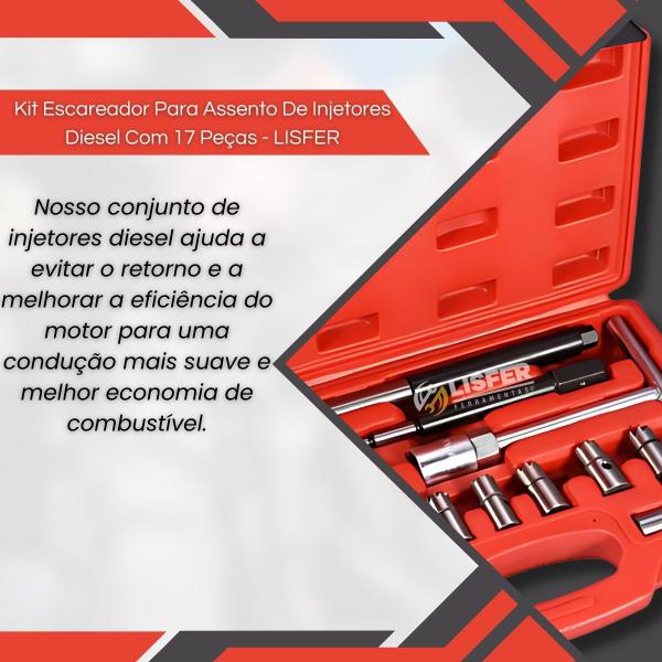 Imagem de Kit Escareador Para Assento De Injetores Diesel Com 17 Peças - Lisfer