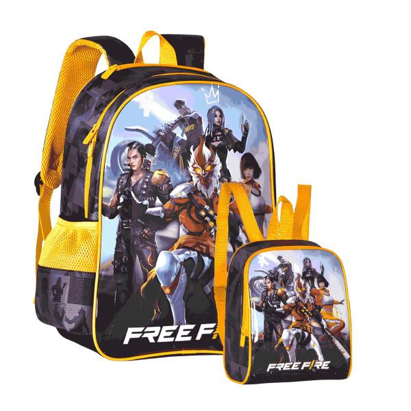 Kit Escolar Free Fire Clio Menino Mochila com Lancheira Térmica Volta às Aulas Colegial Co...
