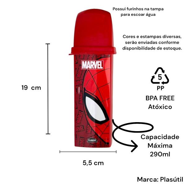 Imagem de Kit Escolar Homem-Aranha Sanduicheira Garrafa e Porta-escova