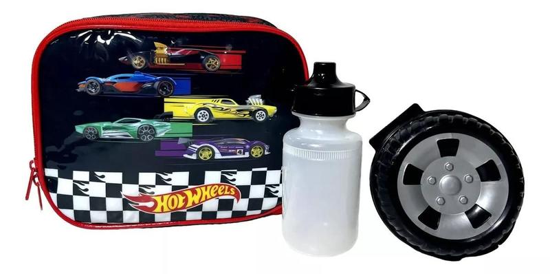 Imagem de Kit Escolar Hot Wheels : Mochila G de Rodinhas + Lancheira - Luxcel