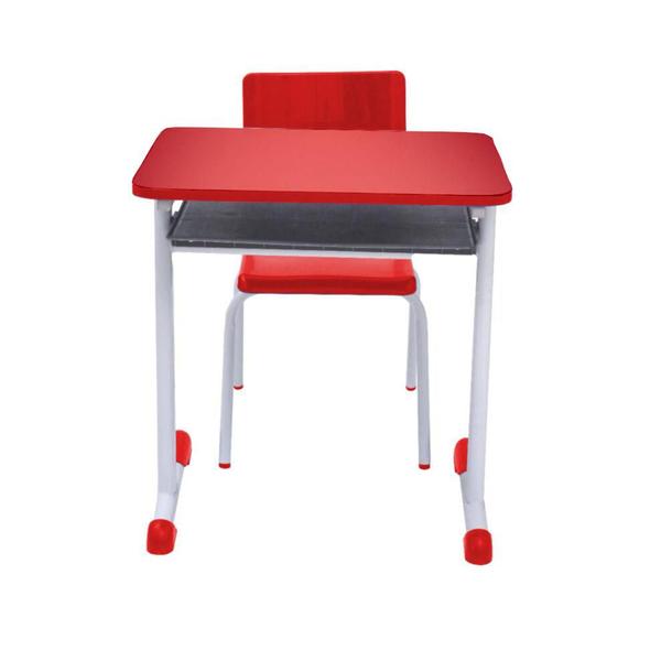 Imagem de Kit Escolar Individual Mesa e Cadeira  com Porta Livros Juvenil/Adulto cor Vermelho