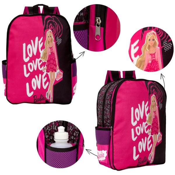 Imagem de Kit Escolar Infantil Mochila de Costas Barbie Rosa Meninas