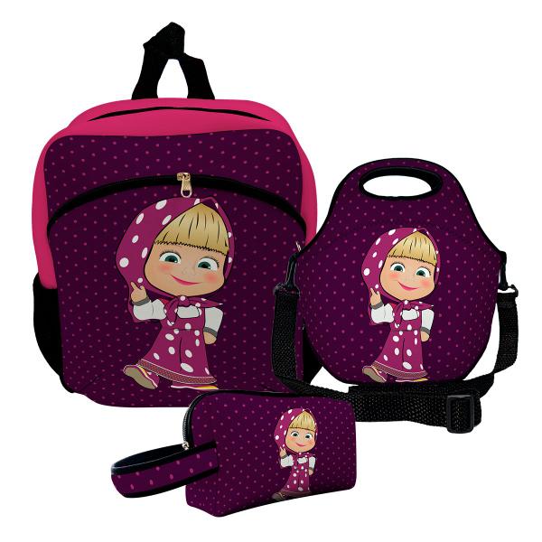 Imagem de Kit Escolar Infantil Mochila de Costas + Lancheira Térmica + Necessaire Plus  ISOPRENE  Menina Travessa