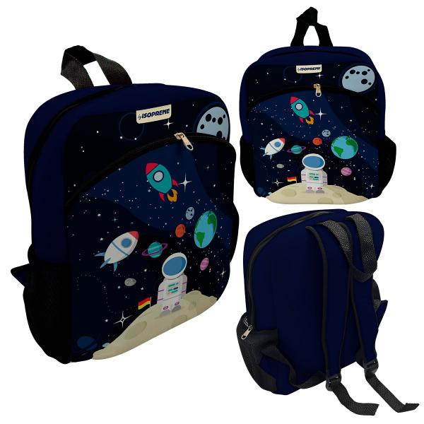 Imagem de Kit Escolar Infantil Mochila de Costas + Lancheira Térmica + Necessaire Plus + Squeeze de Alumínio  ISOPRENE  Astronauta