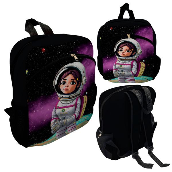 Imagem de Kit Escolar Infantil Mochila de Costas + Lancheira Térmica + Necessaire Plus + Squeeze de Alumínio  ISOPRENE  Menina Astronauta