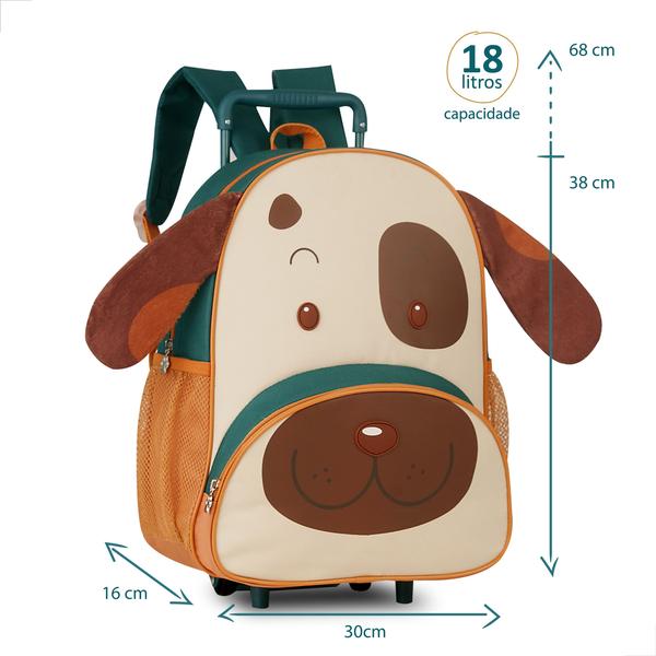 Imagem de Kit Escolar Infantil Mochila de Rodinha 38cm Lancheira Estojo Cachorrinho Clio Pets