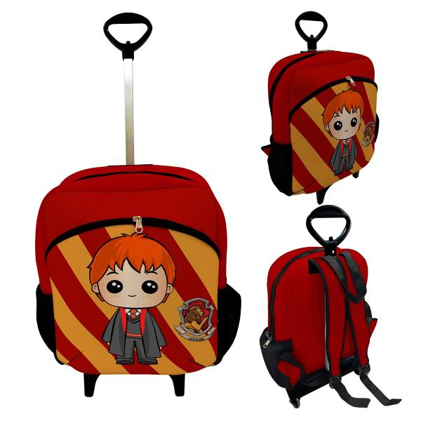 Imagem de Kit Escolar Infantil Mochila de Rodinha + Lancheira Térmica + Necessaire Plus  ISOPRENE  Menino Ruivo Bruxo