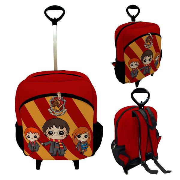 Imagem de Kit Escolar Infantil Mochila de Rodinha + Lancheira Térmica + Necessaire Plus  ISOPRENE  Trio Bruxo