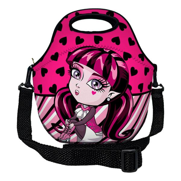 Imagem de Kit Escolar Infantil Mochila de Rodinha + Lancheira Térmica + Necessaire Plus + Squeeze de Alumínio  ISOPRENE  Menina Vampira