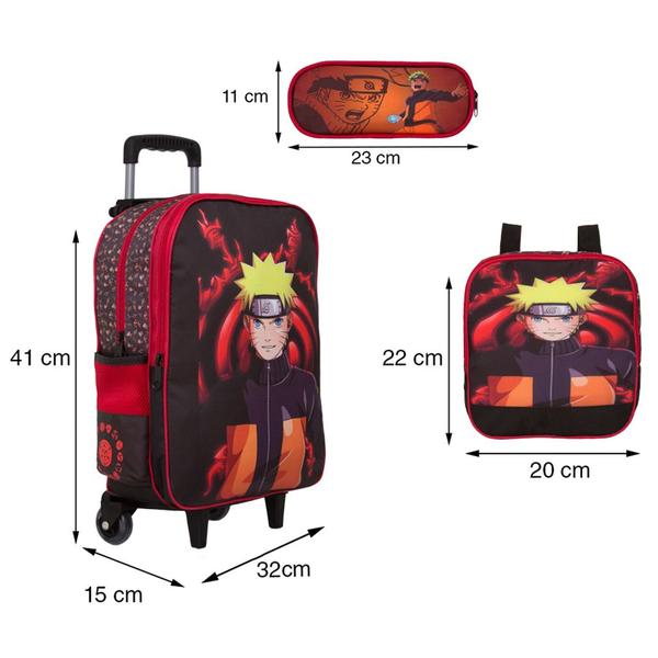 Imagem de Kit Escolar Infantil Mochila De Rodinhas Masculino Naruto