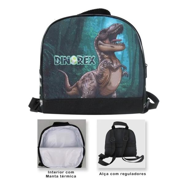 Imagem de Kit Escolar Infantil Mochila Dinossauro Rodinhas T Rex Tam G