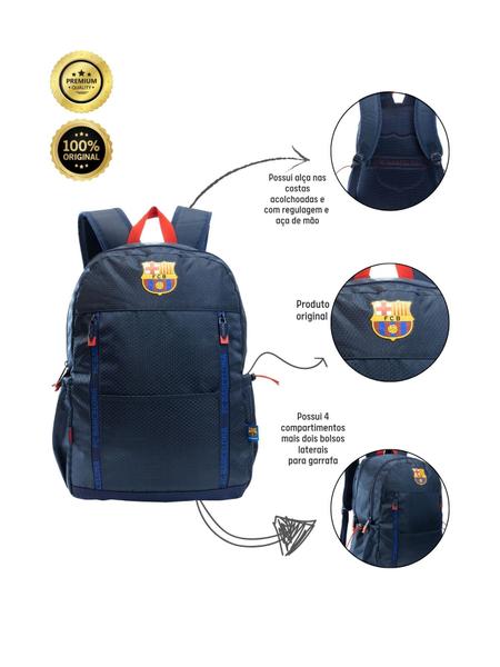 Imagem de Kit Escolar Juvenil Mochila Costas + Estojo Duplo Barcelona