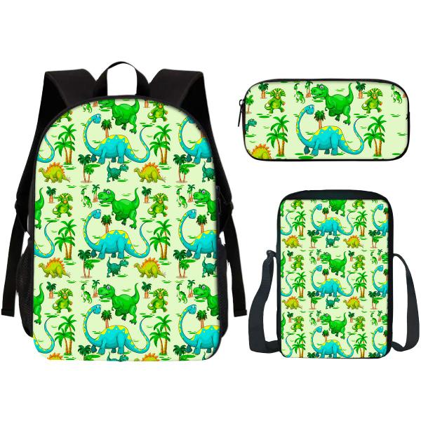 Imagem de Kit Escolar Mochila, Lancheira E Estojo Dinossauro Verde Volta as Aulas