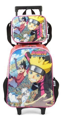 Imagem de Kit Escolar Mochila Rodinhas + Lancheira Boruto