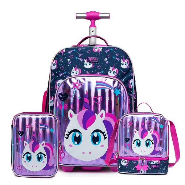 Kit Escolar Spector Mochila de Rodinhas Estojo Lancheira Infantil Kit Escolar Spector Mochila de Rodinhas Estojo Lancheira Infantil