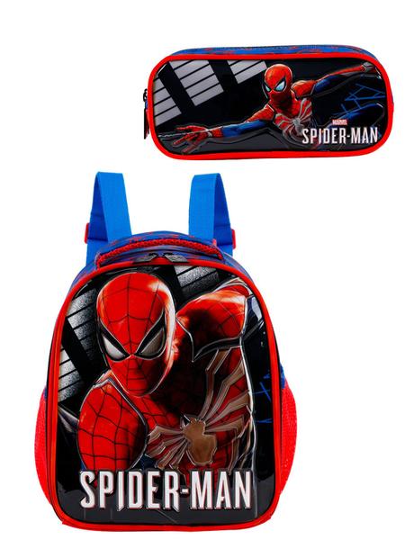 Imagem de Kit Escolar Spider Man Aranha Lancheira + Estojo Duplo 1